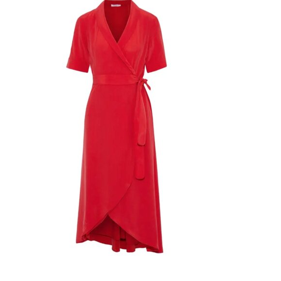 Equipment red silk wrap dress - Picture 2 of 6